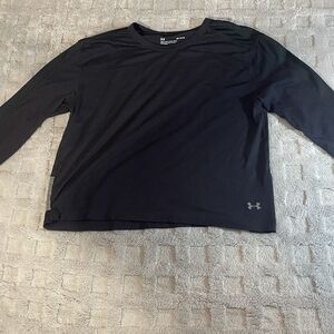 Under Armour Women's Cropped Mesh Long Sleeve Sz M Vented Black and Silver